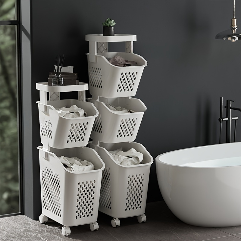 versatile 2 in 1 laundry hamper with detachable trash bin durable plastic perfect for bathroom home storage laundry hamper with lid washer machine portable details 4