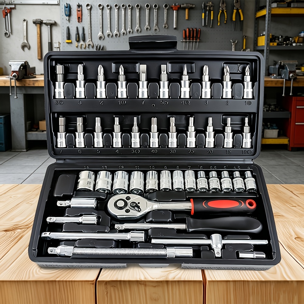 E-shop 43-tlg. kompletter Handwerkzeug-Satz, Premium-Ratschenschlüssel-Drehmomentschlüssel, multifunktional, ultra- – für Auto-, Fahrrad-,
