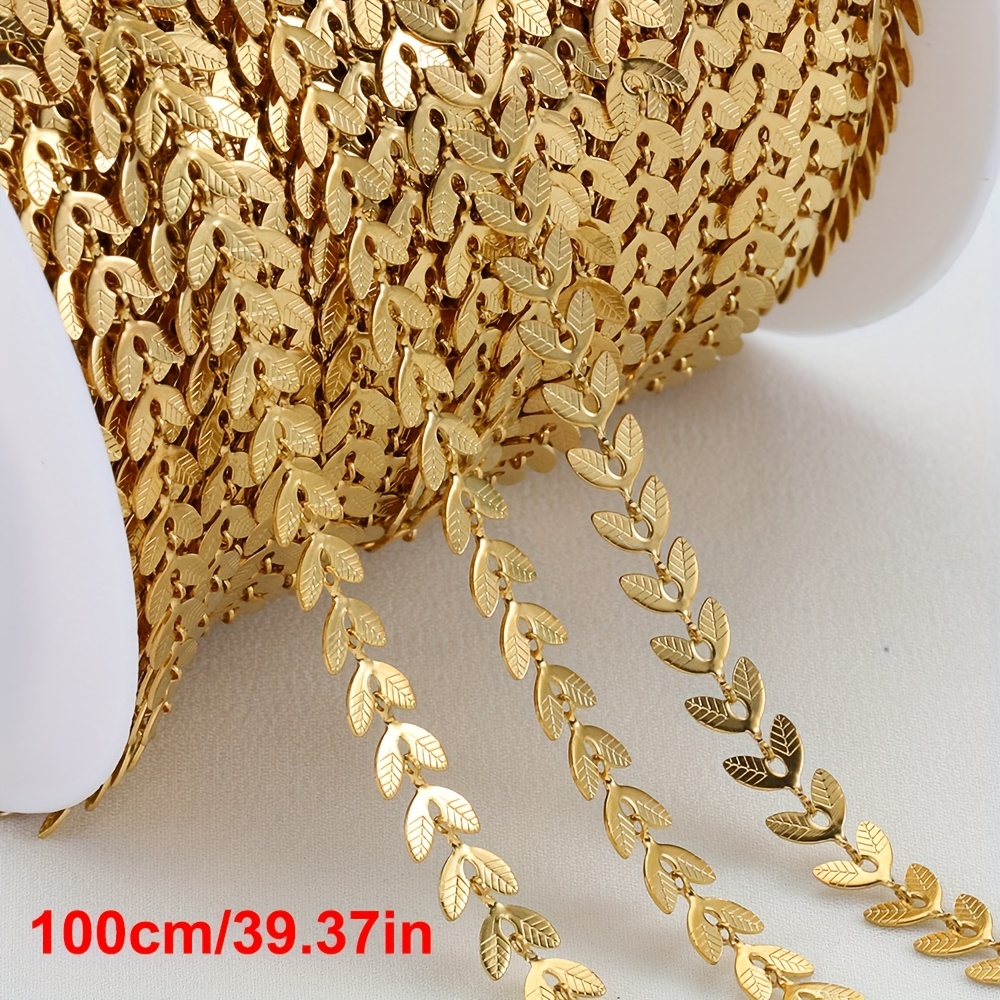 TEMU Catena in acciaio inossidabile da 1 metro con foglia , accessorio per creazione gioielli DIY: collana e bracciale
