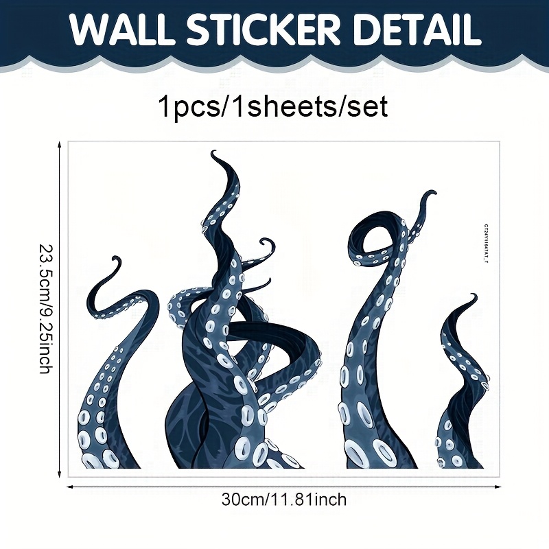 Image of 1 Set Of Deco Wall Stickers Octopus Tentacle Wall Stickers For Shower Door French Door Bathroom Living Room Bedroom Decoration