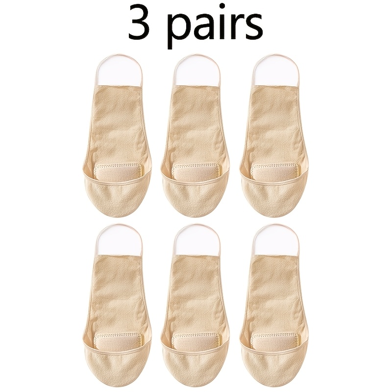 TEMU 3 Pairs Elegant Women's Invisible Garter Toe Socks, Half-sole Design Without Heels, Thickened At Toe Bottom, Breathable And Lightweight, Stable