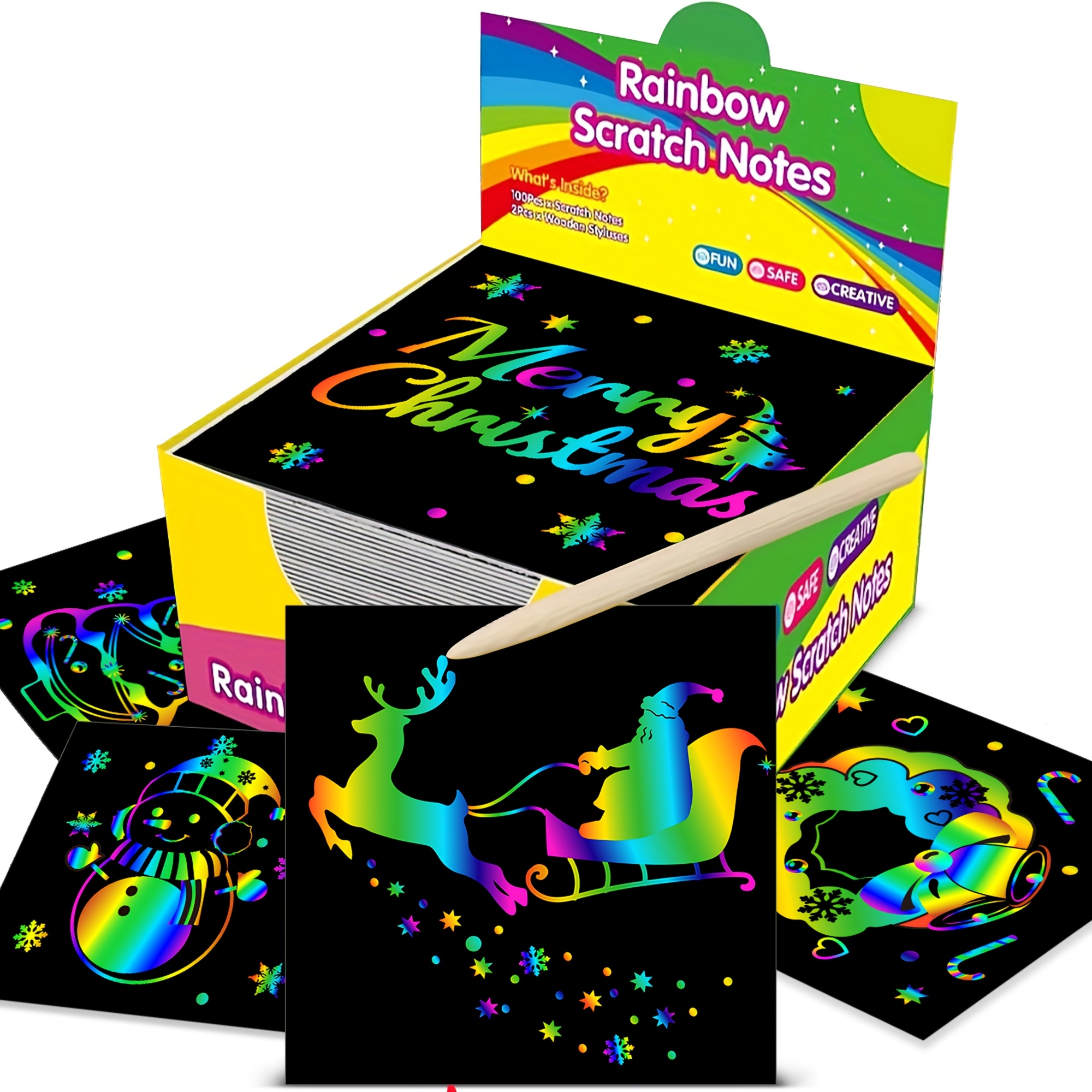 

100pcs Rainbow Notes - Vibrant Diy Craft Kit With Stencils & Colored Pencils, Ideal For Christmas, Birthday, Halloween Party Favors & Stocking Stuffers, Rainbow Accessories