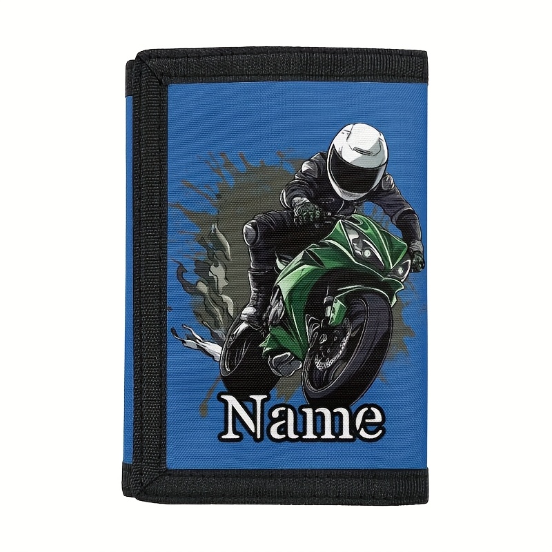 TEMU Cool Motorcycle Print Customized Name Men's Wallet, Single Piece, Lightweight And Stylish For Travel, Name Added Here, Credit Card Holder With
