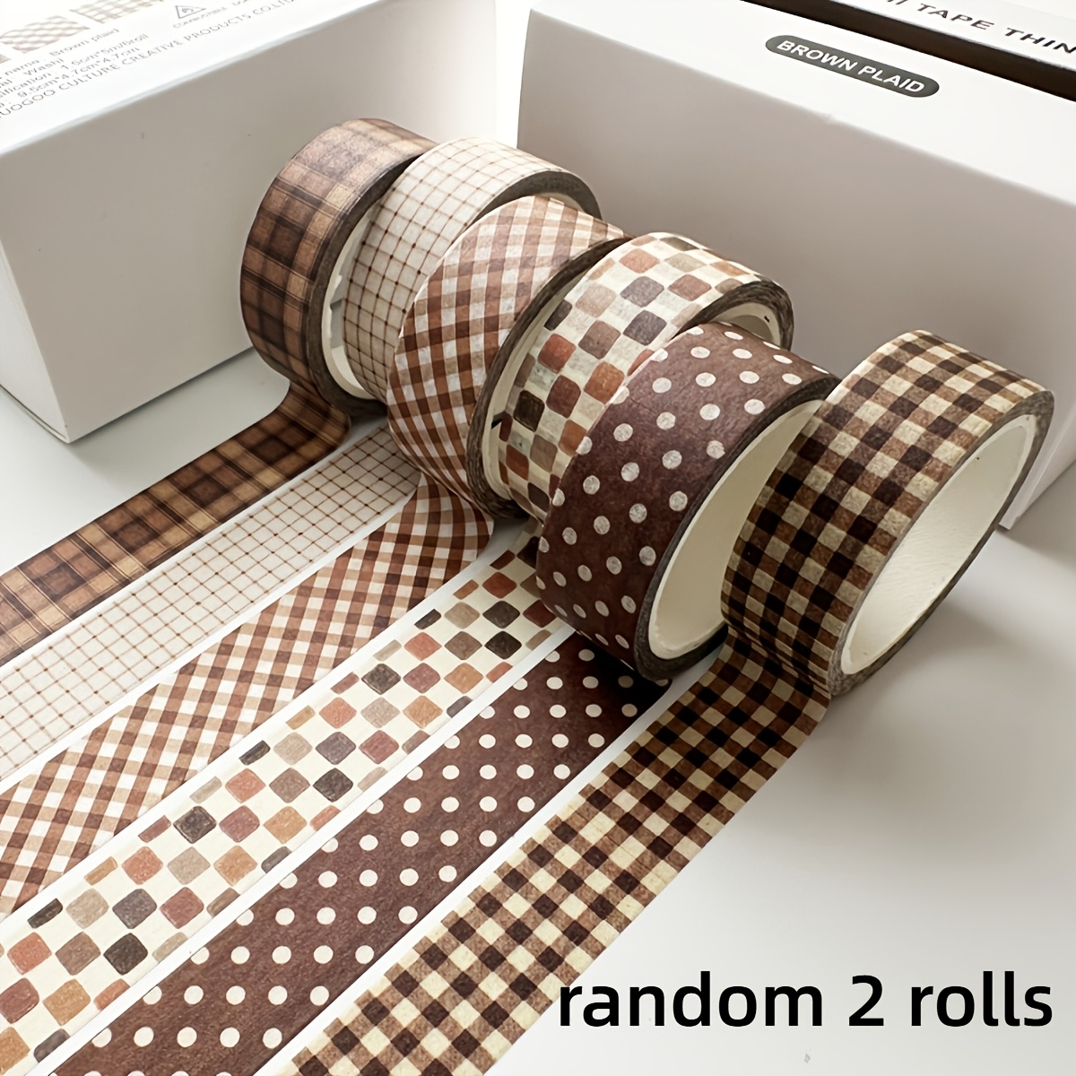 TEMU 2 Rouleaux de Ruban Washi Plaid Vintage Idéal pour Fournitures, Scrapbooking & Emballage Cadeaux - Ruban Journal de 1,5 cm de Large avec de
