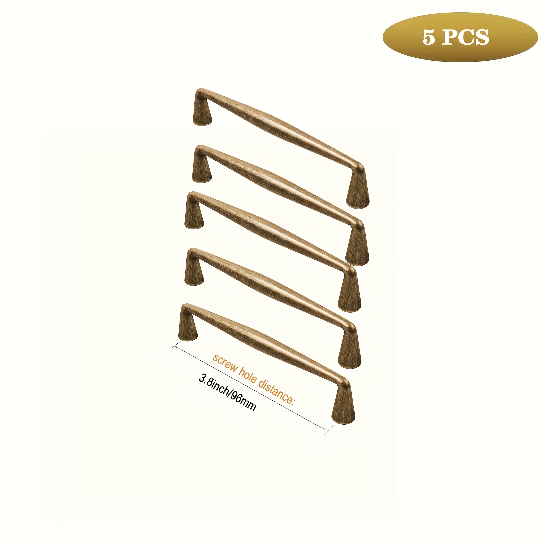 TEMU Set Of 5 Alloy Cabinet Pulls - Antique Brass Coating, Oil Rubbed Vintage Retro Design For Kitchen And Bedroom Furniture