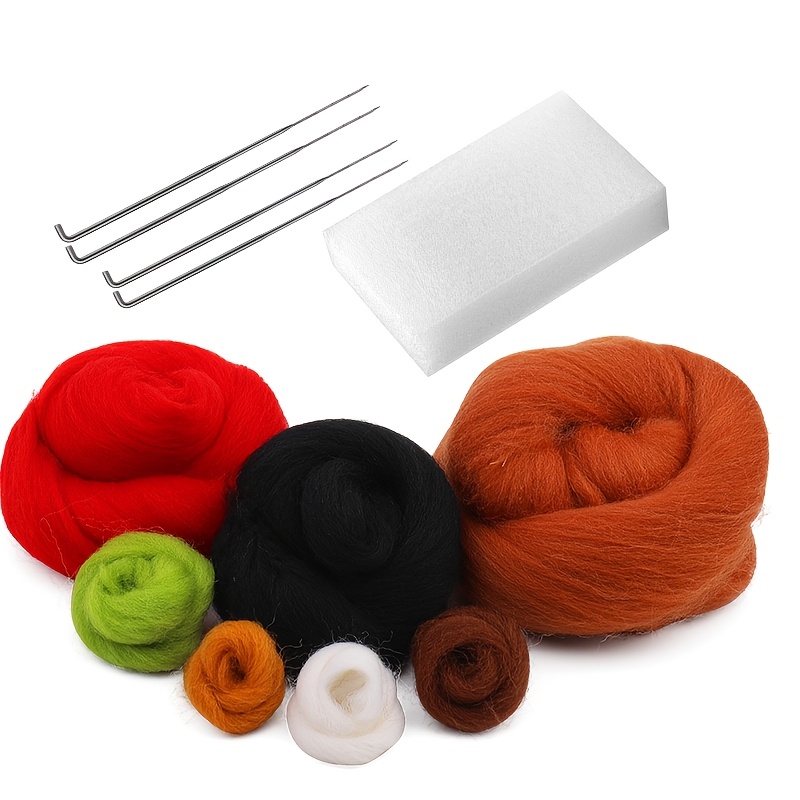TEMU Needle Felting Kit Wool Felting Tools For Beginner Wool Roving Starter Felting Kit With Felting Needles Foam Mat Needle Felting Supplies For Diy
