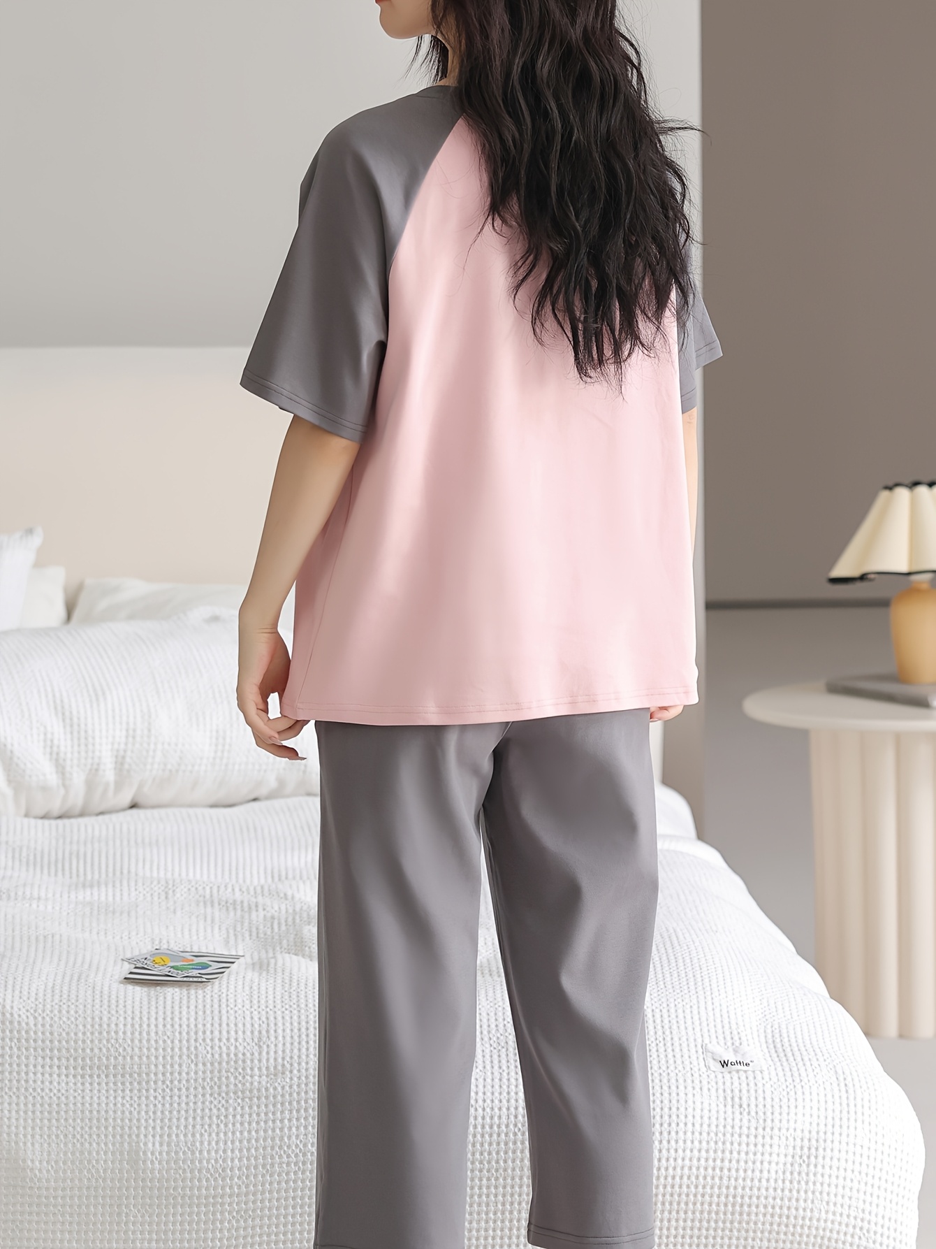 womens cute summer pajama set soft pink top Temu Oman