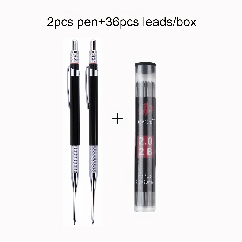 E-shop Set mit 3 neuen, innovativen mechanischen Bleistiften für die Holzbearbeitung, mit 2,0-mm-Mine und 36 Stück pro Packung. Jedes Bleistift ist 12