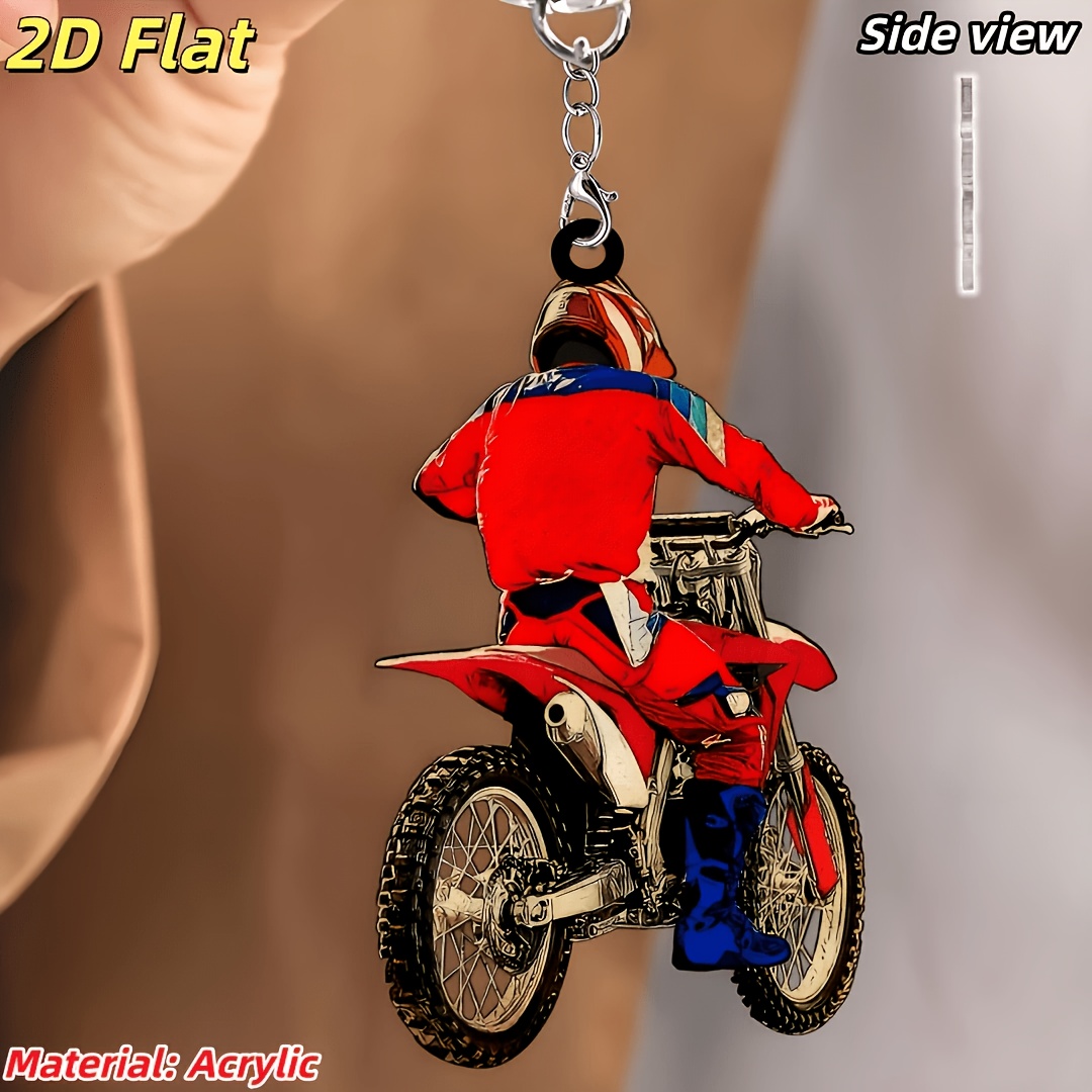 TEMU Portachiavi 2D Piatto Personalizzato in Acrilico per Tifoso di Moto - Design Motociclista e Moto da Cross, per Telefono, Chiavi 'Auto, Zaini,