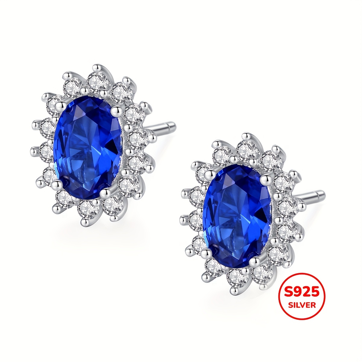 

Elegant 925 Silvery Sapphire Stud Earrings For Women, Gemstone, Or Vacation - Pinannie, , Vacation