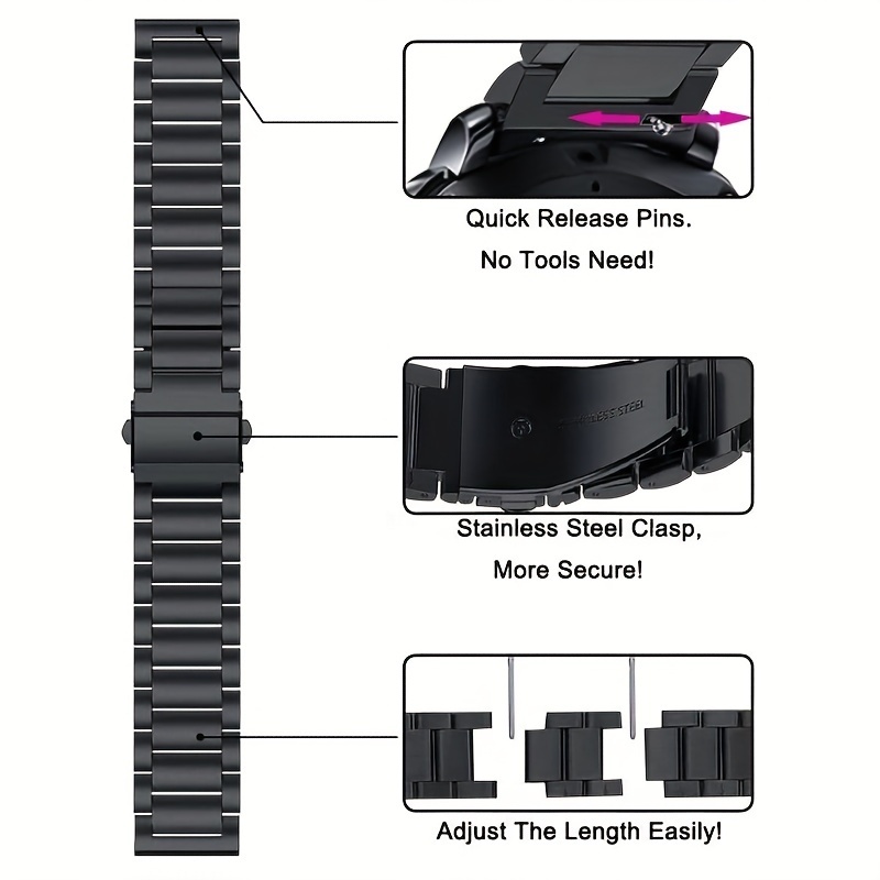 16mm 18mm 20mm 22mm 24mm Watch Band, Stainless Steel Watch Strap, Watch Strap Replacement for Smartwatch, for Traditional Watch, for Samsung for galaxy Watch, for Garmin Ticwatch Fossil