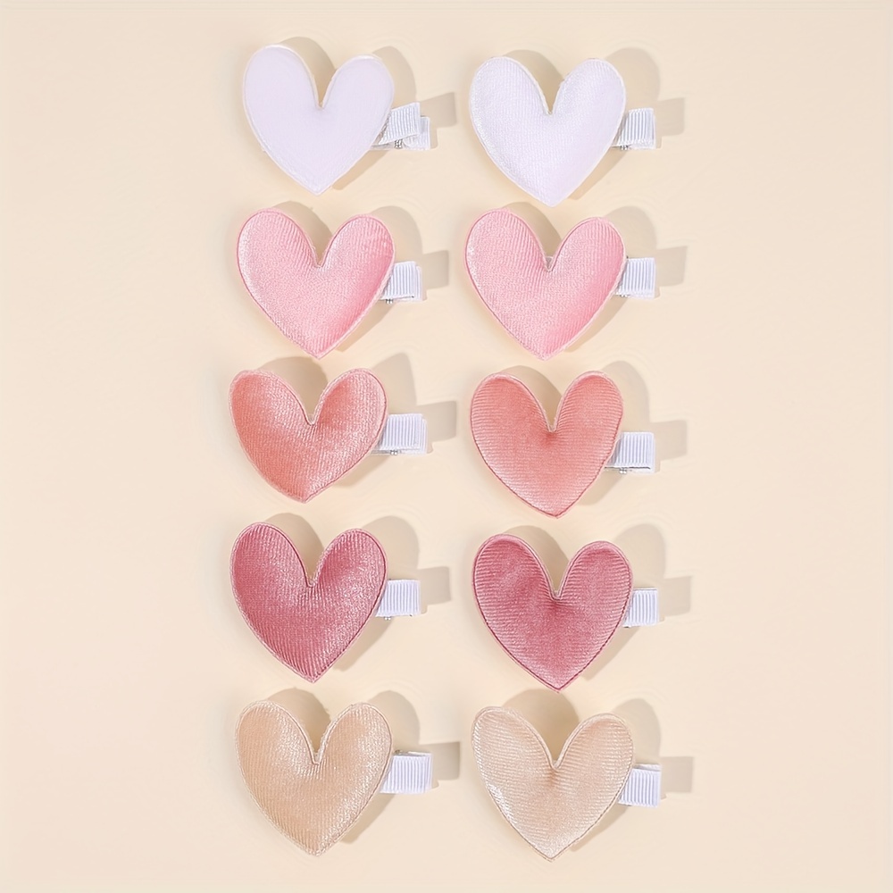 Image of 10pcs Valentine's Day Heart Hair Cips For Girls Mini Heart Decor Hair Pins All-inclusive Hair Clips Handmade Barrettes Hair Accessories For Mother's Day, Valentine's Day