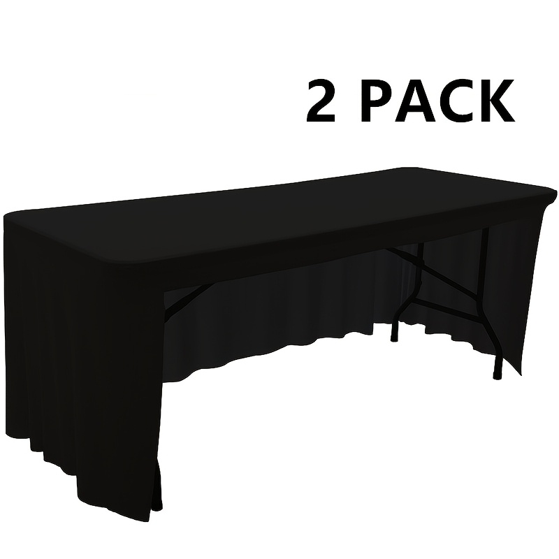 TEMU Lot de 2 nappes en spandex pour tables rectangulaires avec dos ouvert, housse de chevalet lavable, nappe d'une longueur de 6 pieds à raccorder