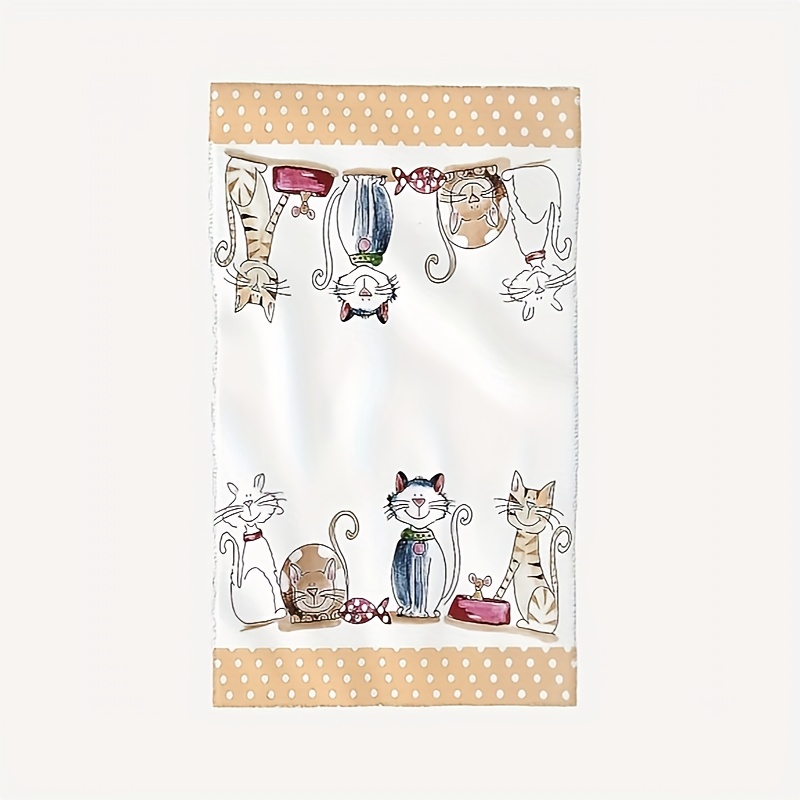 

26"x18" Cat Kitchen Towel, Dish Towel For Drying Dishes, Tea Towel Cute Cat Theme Decoration Kitchenware Kitchen Accessories, Gift For Cat Lovers, 1pc