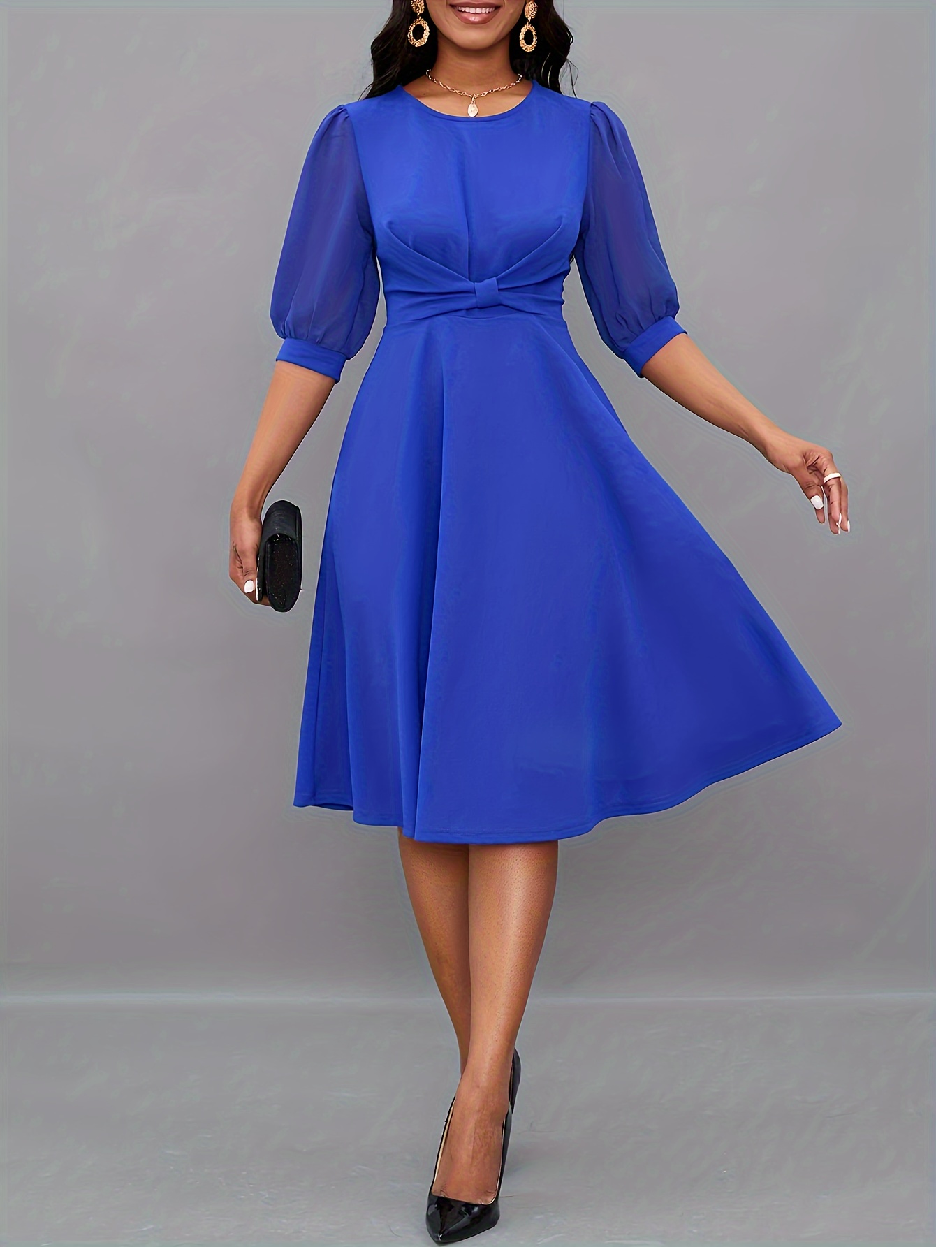light blue and white dress I've Got Sunshine Long Sleeve Mini Dress Light Blue