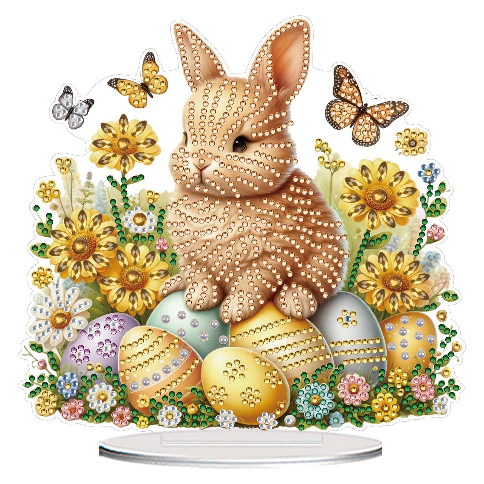 

Creative Craft| Easter Bunny 5d Diy Diamond Painting Kit, Acrylic Animal Themed Tabletop Decor, Handcrafted Creative Artwork With Round & Irregular Shaped Diamonds, Gift For Display, Diamond Art Kits