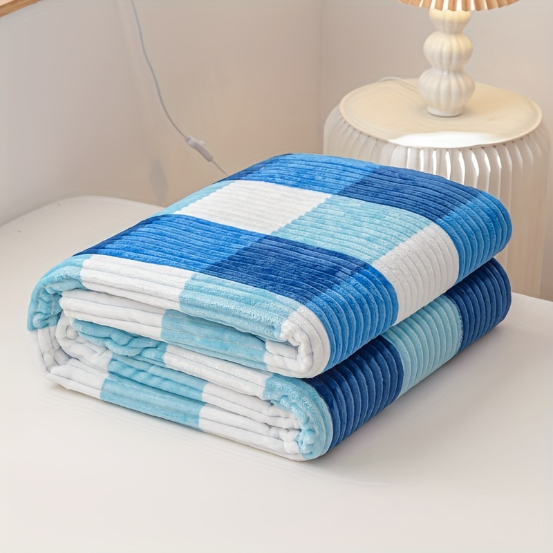 a magical fluffy striped blanket with printed   made of fleece   the office or a nap details 4