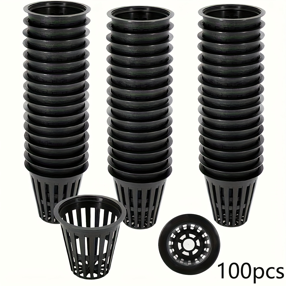 TEMU 100pcs Heavy Duty 2" Net Pots For Hydroponics - Reusable, Uv Resistant Mesh Cups With Slotted Design For Tower Gardens, Cloning Machines &