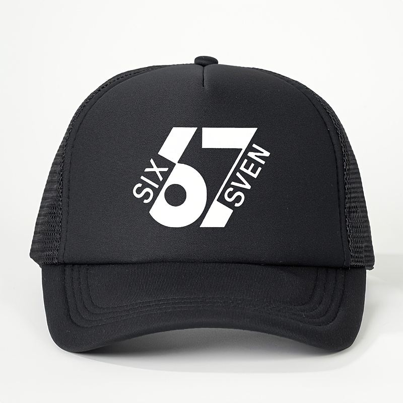 E-shop 1 bedruckte Nummer 67 Schwamm-Baseball-Netz-Cap, Unisex-Trucker-Mütze, atmungsaktive verstellbare Golfmütze für Herren Damen, Sommer-Mode-Mütze
