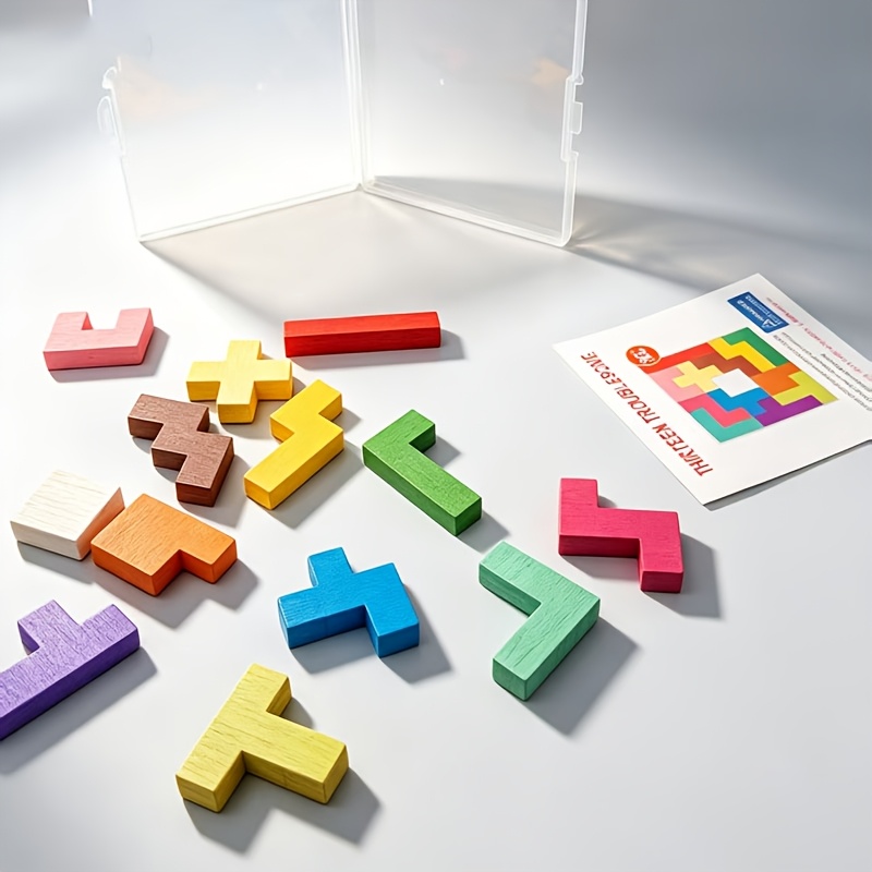 Wooden Puzzle Brain Teaser Toy, 13pcs Tangram Set