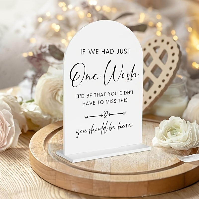 TEMU 2d Flat, 1pc, Had Wish Wedding Anniversary Sign Wedding Memorial Table Sign Transparent Acrylic Sign Shower Decoration, Suitable For Wedding