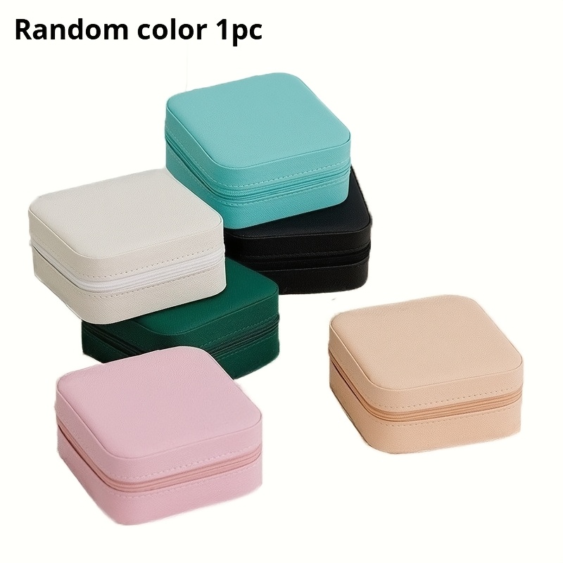 Image of Chic Mini Portable Jewelry Organizer With Zipper Storage Box For Rings, 10 Necklaces And More Gifts, Jewelry Suitcase (random Color), Jewelry Boxes