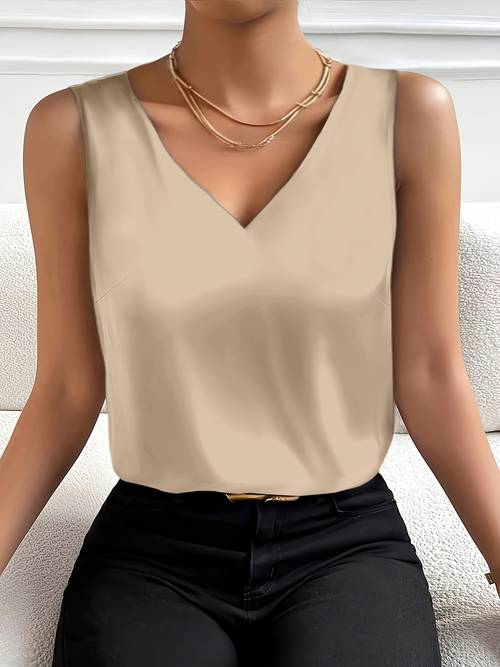 kadınlar i̇çin şık v- kolsuz atlet - siyah polyester bluz, günlük ve şık, makinede yıkanabilir, her giyilebilir, günlük kullanım | zamansız moda | görünüm