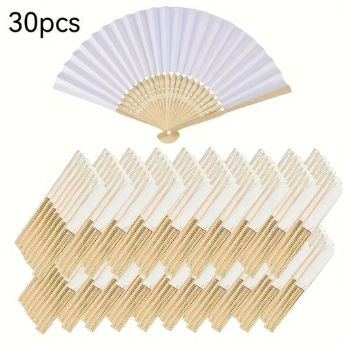10pcs 20pcs 30pcs 50pcs 100pcs white foldable paper fans handheld bamboo folding fans for wedding gifts party decorations home decoration travel souvenirs diy portable chinese fans wedding banquet gifts birthday party decorations christmas valentines day new year gift colorful fans decoration