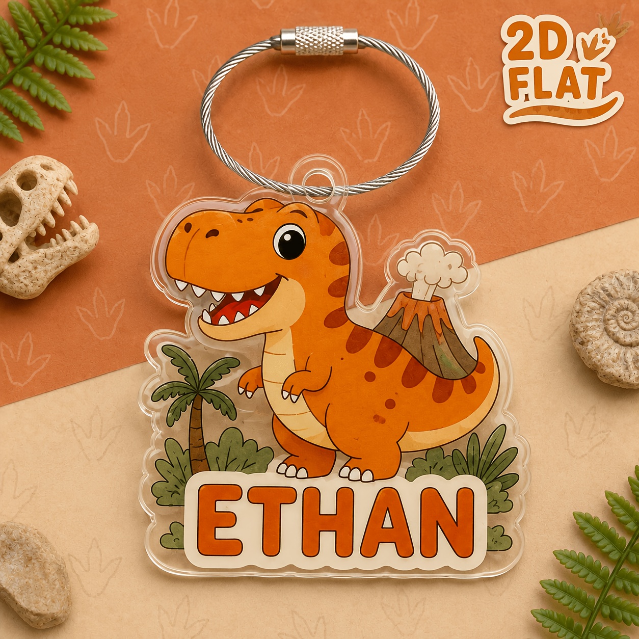 TEMU Personalized Theme Name Commemorative Pendant Keychain | , Triceratops, Velociraptor, Brachiosaurus 4 Styles Design | ' Backpack Tag, Backpack
