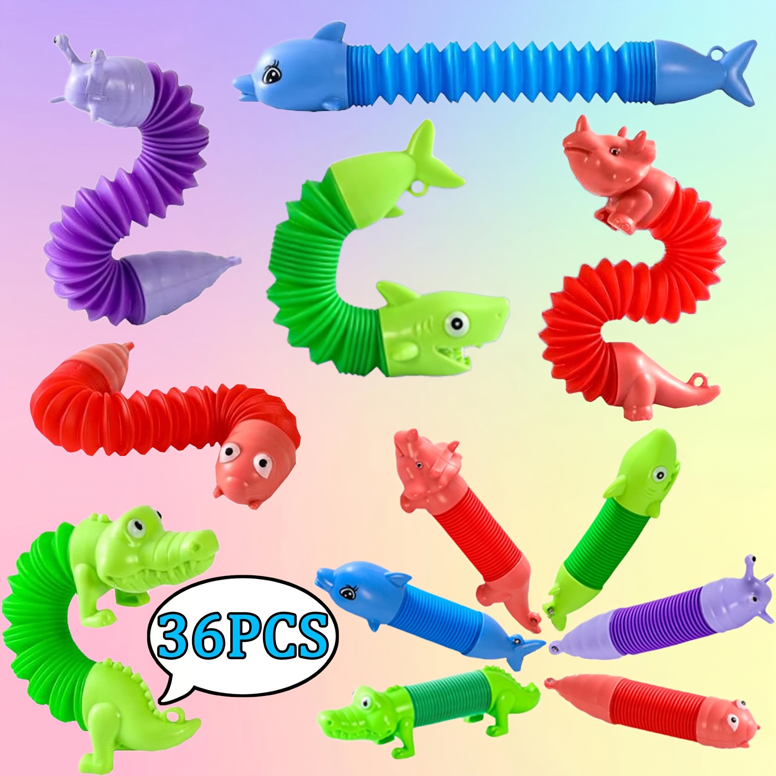 TEMU 36 Packs Mini Pop Tubes Toys -cute Animal Pop Tube Keychains, Sensory Fidget Toys For Kids Or Adults, Sensory Toys, Party Favors, Classroom