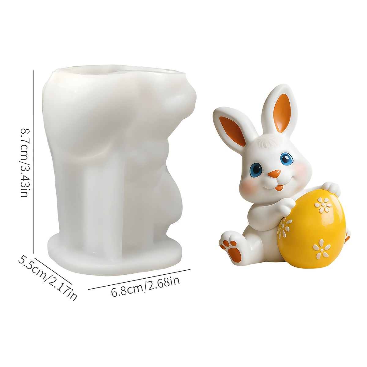 Image of 1pc Bunny Eggs Scented Candles/soap/resin Mold - Handmade Diy Molds With Irregular Shape, Silicone For Plaster Ornaments, Spring Crafts & Creative Gifts For & (compatible With Resin, Plaster)