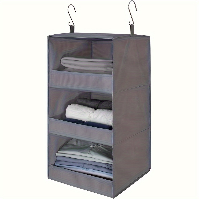 

1pc 3-shelf Hanging Closet Organizer And Storage, Collapsible Hanging Closet Shelves, Hanging Organizer For Closet & Rv, Gray For Shops