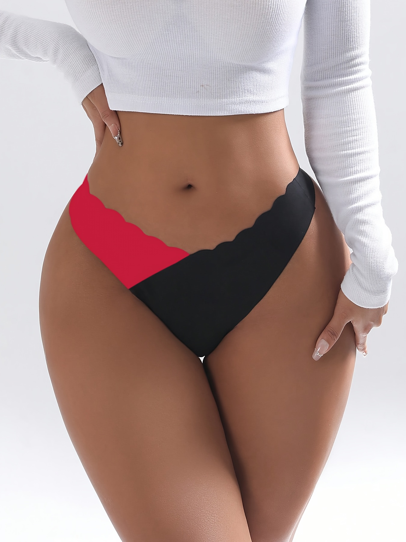 5-Pack Seamless Shell-Shaped Women'S Bikini | Comfortable and Breathable, Color Block Design, Ice Fiber Fabric, Suitable for All Seasons and Daily Wear