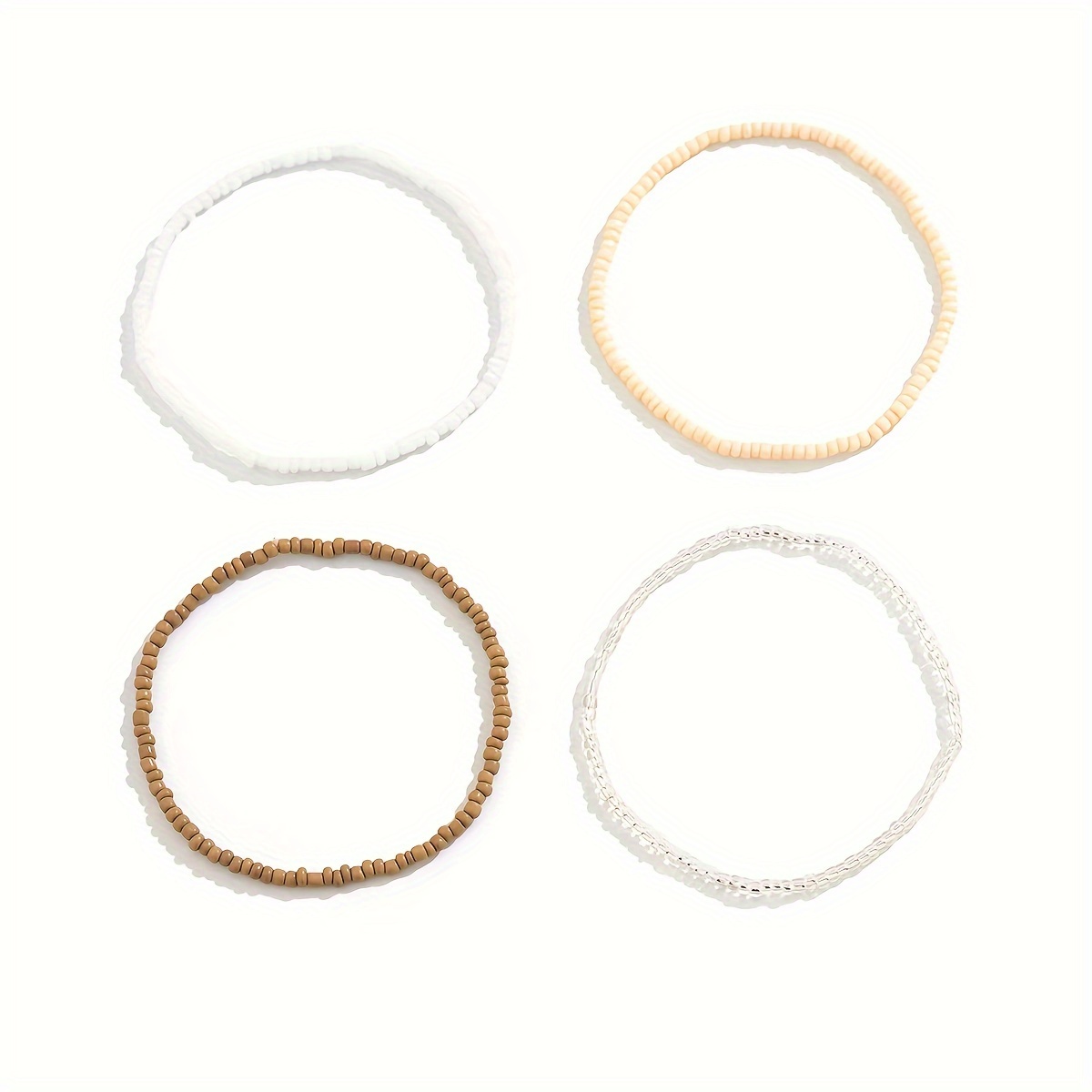 Summer Beach Elastic Rice Bead Anklets for Women, Colourful Accessory