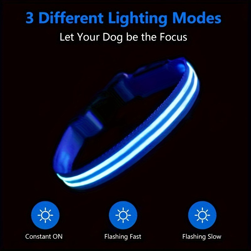 

Led Dog Collar - Keep Your Pet Safe And Visible During Night Walks, Camping, And Hiking With Rechargeable Battery