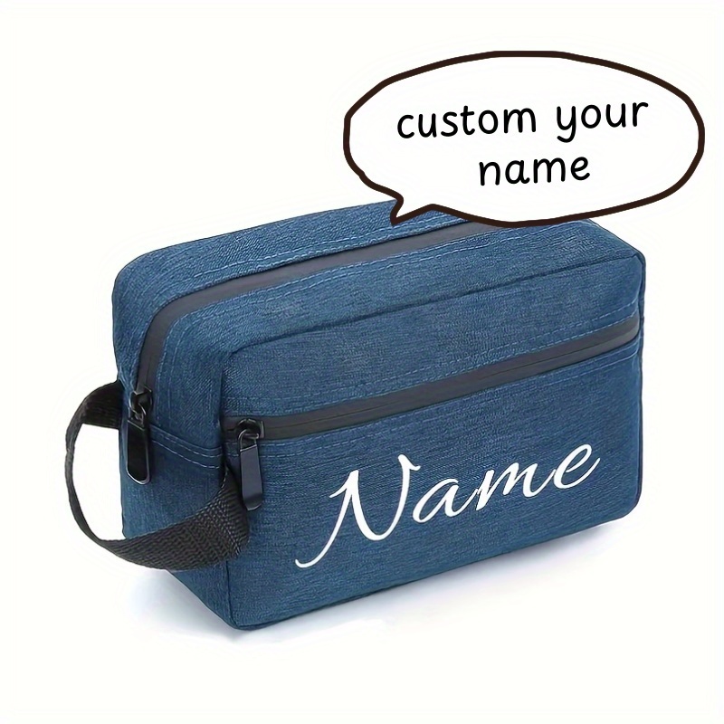 E-shop Personalisierte Mode-Handtasche mit individuellem Namen/Text, Mehrfachfach für Kosmetik und Toilettenartikel, Unisex-Handgepäck-Reisetasche,