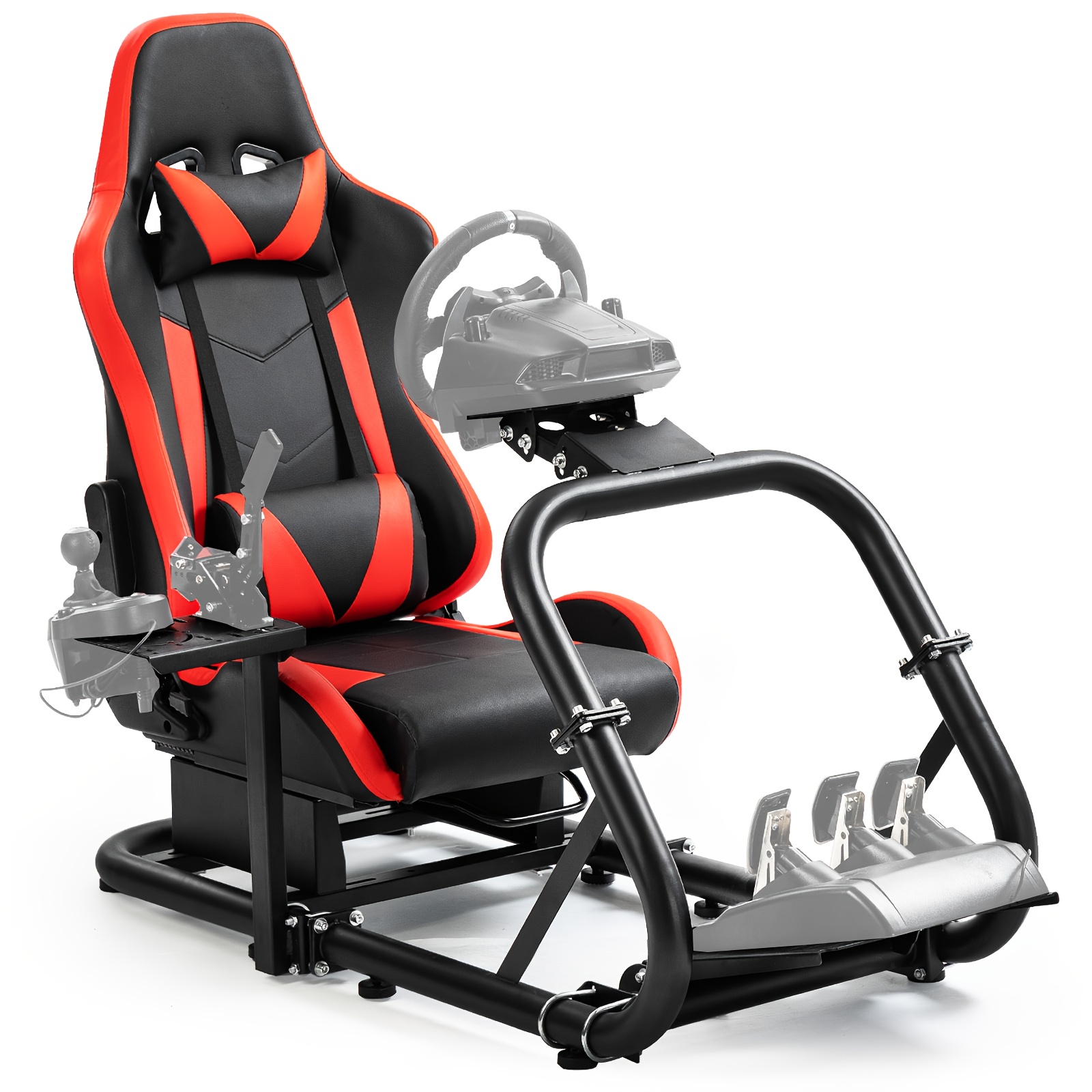   racing sim cockpit stand comfortable seat fit for logitech     g27     large round tube adjustable professional driving race mount wheel pedal   not included