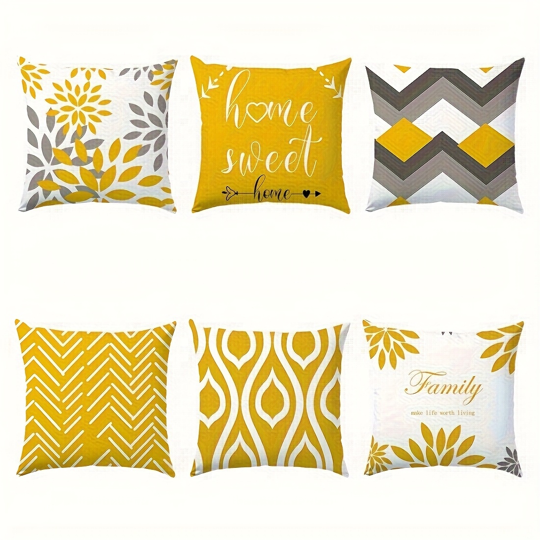 TEMU Ensemble de 6 housses de coussin ornées de géométriques et de textes qui évoquent une ambiance de maison confortable, garnitures de coussin.