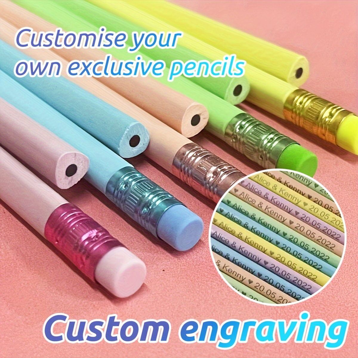 

Customized Products: 5pcs/45pcs/120pcs, Light Colors, Laser Engraved Personalized Words And Sentences, Colorful Wooden Pencils For Drawing, Learning And Writing, Stationery, Souvenirs, Gifts