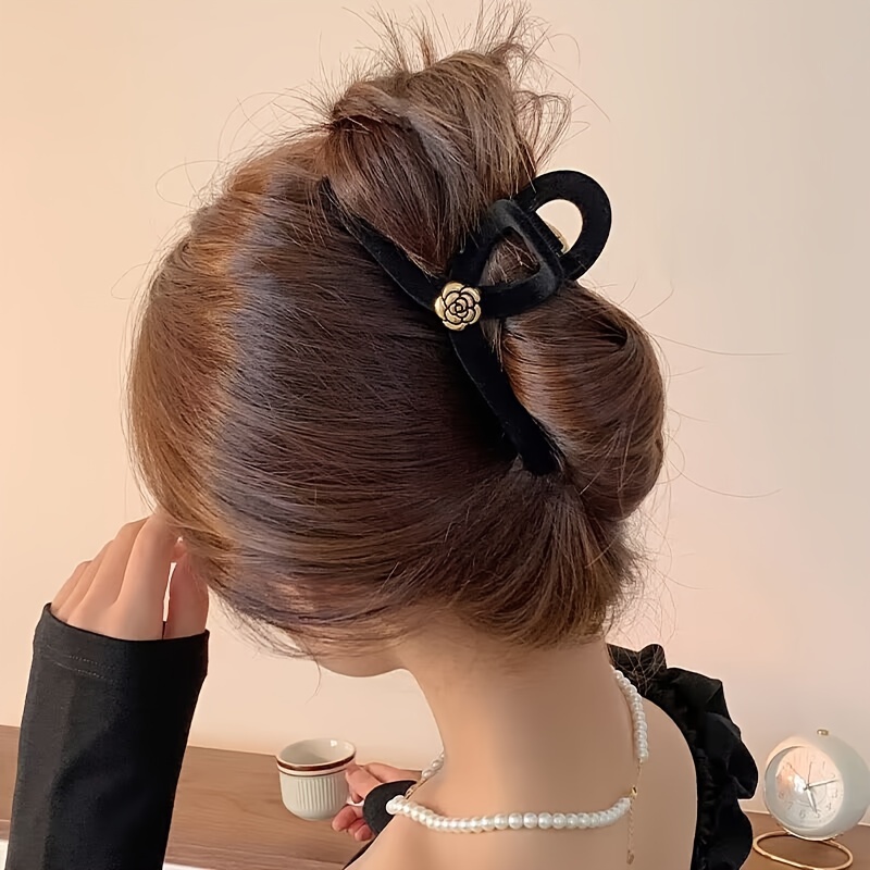 

2pcs/set Flower Decorative Hair Claw Clips Large Hair Grab Clips Elegant Hair Accessories For Women And Daily Uses