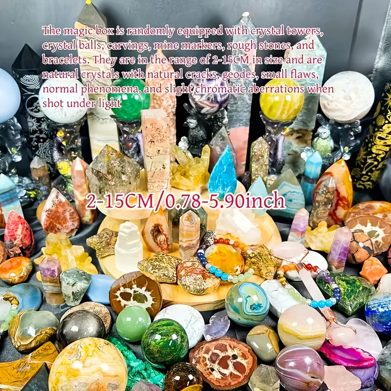 Luksuzna Kristalna Poklon Kutija s Različitim Oblicima Kula, Kugli i Velikim Sintetičkim Draguljima – Idealno za Ljubitelje Kristala i Početnike, Savršeno za Halloween i Uskršnji Ukras Doma, Kristalni Pokloni