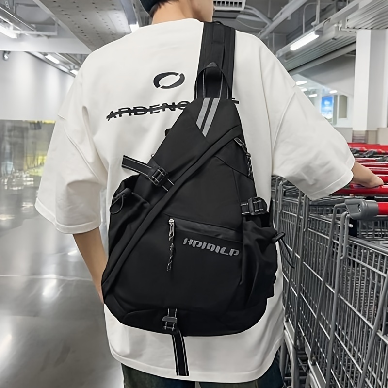 [Large Capacity Sling Bag Outdoor] Casual Nylon Sling Bag - Large Capacity, Adjustable Strap, Perfect for Outdoor Adventures & School