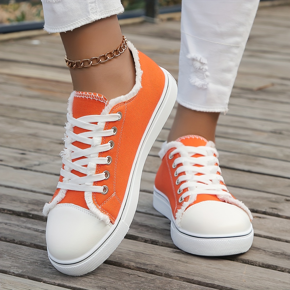 Women's Solid Color Canvas Shoes Casual Lace Outdoor Shoes - Temu