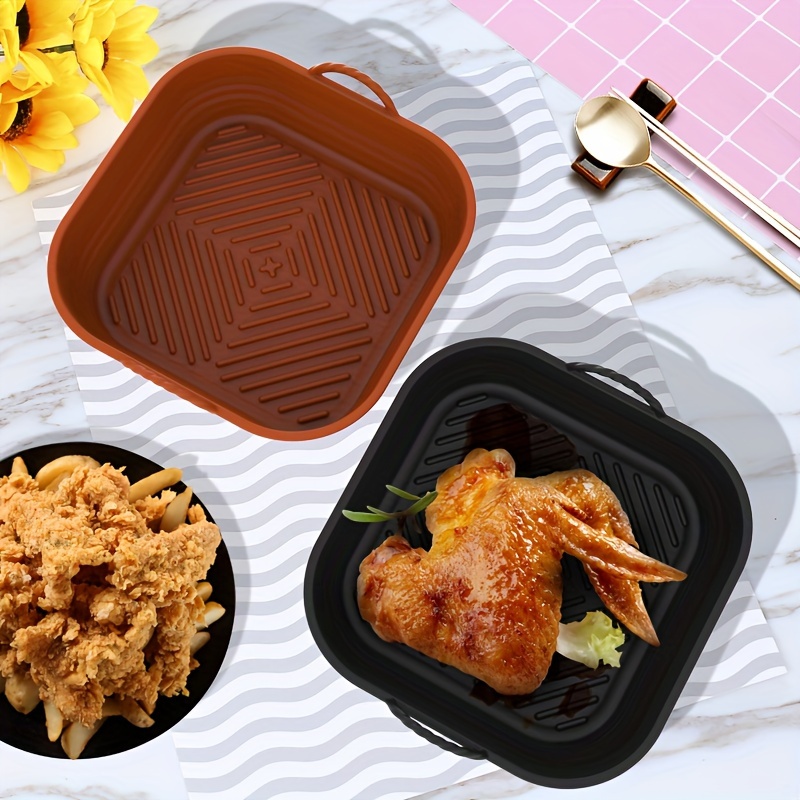 

1pc, Silicone Air Fryer Liner (9''), Square Air Fryer Liners Pot, Silicone Basket Bowl, Reusable Baking Tray, Oven Accessories, Baking Tools, Kitchen Gadgets, Kitchen Accessories