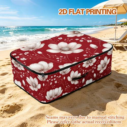 1 unidade de caixa de armazenamento com floral elegante e impressão 2d, capacidade, armazenamento, uso em , ou armazenamento de decoração de feriados, útil para armazenar pequenos artigos domésticos, armazenamento de tecido e armazenamento debaixo da cama