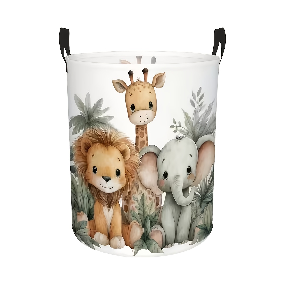 TEMU 1pc Cartoon Lion Elephant Giraffe Printed Laundry Basket, With A Large Capacity To Store Dirty Clothes, Towels, And Magazines, Suitable For Home