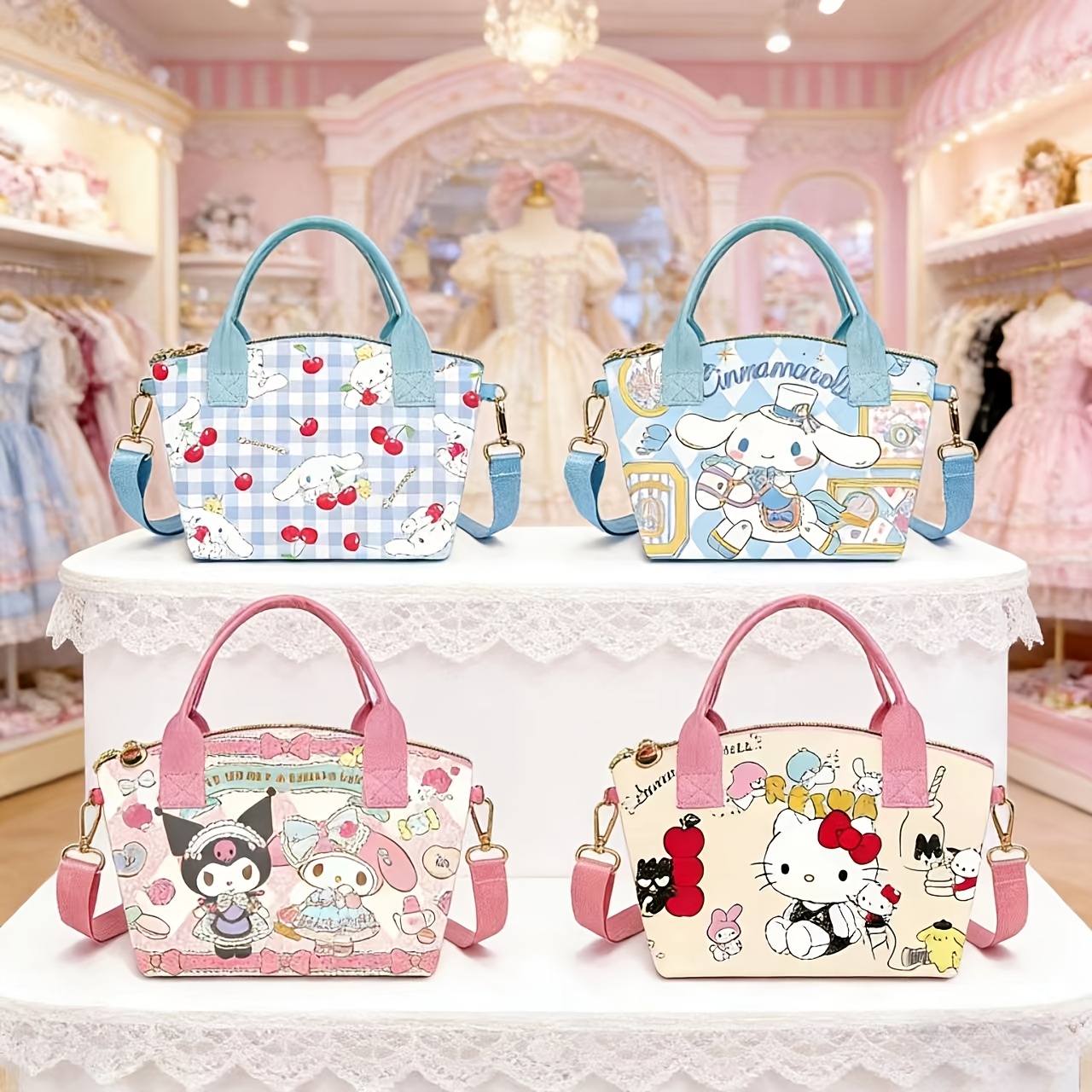   kawaii womens single shoulder bag large capacity crossbody bag handbag fashionable and practical zipper
