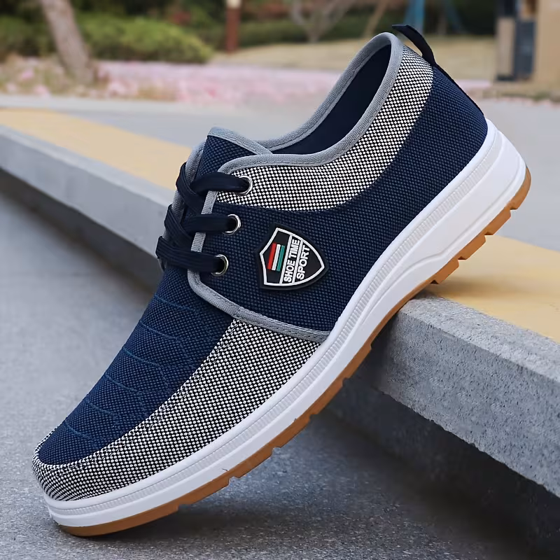 mens solid color solid sneakers lightweight low top lace up sneakers suitable for training outdoor daily wear cushioned sole breathable fabric upper casual sneakers no Product details 3