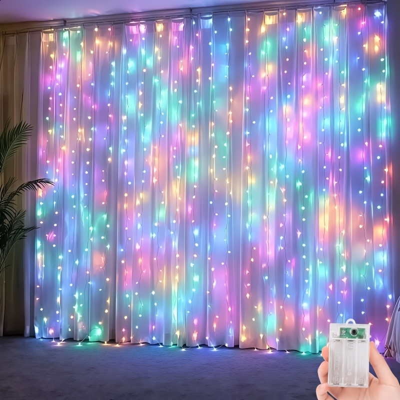 TEMU 1 pièce Guirlande Lumineuse | Rideau Lumineux de de 300/200 LED Coloré | de , 8 Modes Clignotants, Guirlande Lumineuse de Noël, Convient pour