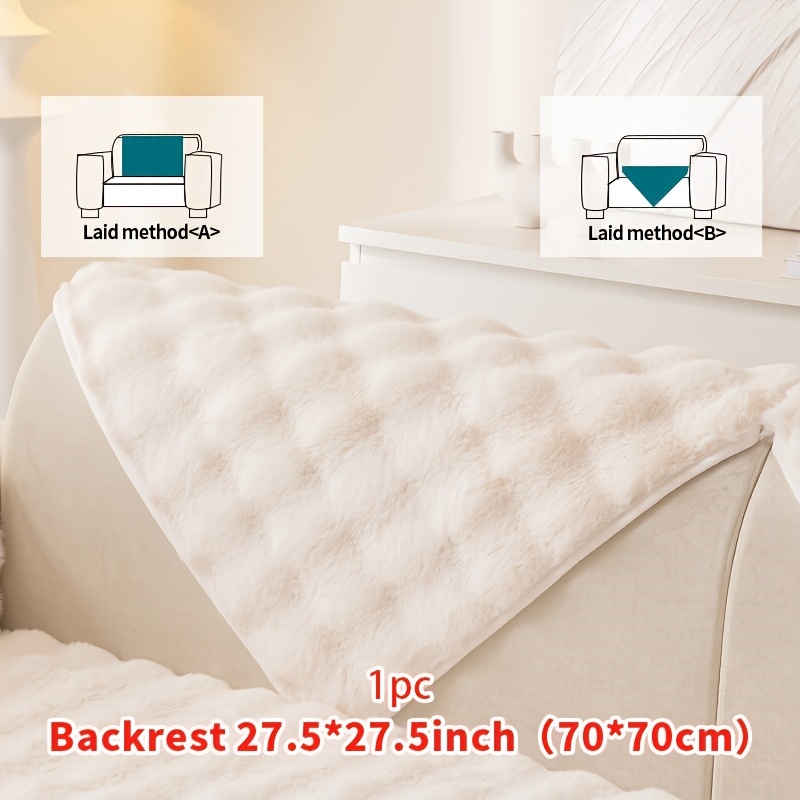 1pc Rabbit Plush Sofa Cushion - Winter Warm Thickened Soft And Cozy Non-slip Furniture Protector For Living Room, Bedroom, And Office